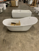 60 in. Fiberglass Single Slipper Clawfoot Non-Whirlpool Bathtub in Glossy White