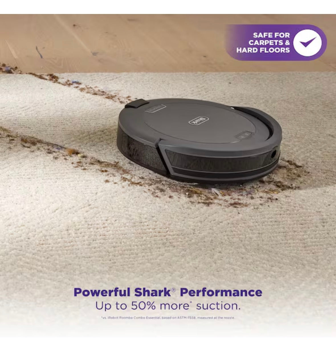 Navigator 12 in. Robotic Vacuum with Smart Navigation for Carpet and Hard Floors in Gray with Self-Cleaning Brushroll