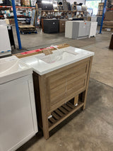 Autumn 30 in. W x 19 in. D x 34 in. H Single Sink Bath Vanity in Weathered Tan with White Engineered Stone Top