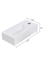 15 in. W x 7 in. D Ceramic Wall Mount Bathroom Rectangular Vessel Sink in White with Single Faucet Hole