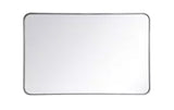 Timeless Home 27 in. W x 40 in. H x Modern Soft Corner Metal Rectangle Silver Mirror