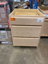 24 in. W x 24 in. D x 34.5 in. H Assembled Drawer Base Kitchen Cabinet in Unfinished with Recessed Panel