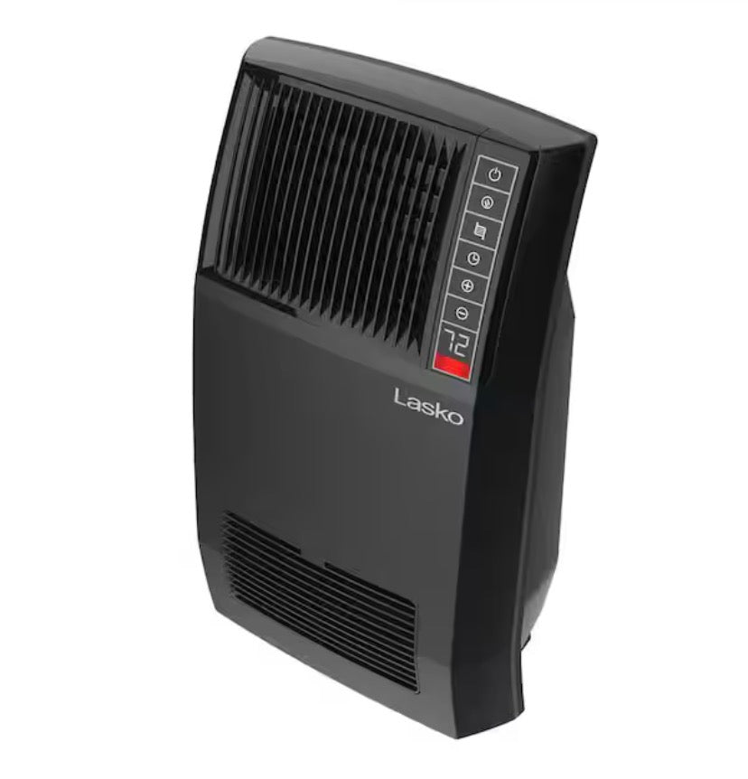 1500-Watt 20 in. Black Electric Console Ceramic Space Heater with Tip-Over Switch, Adjustable Louvers, Timer, Remote
