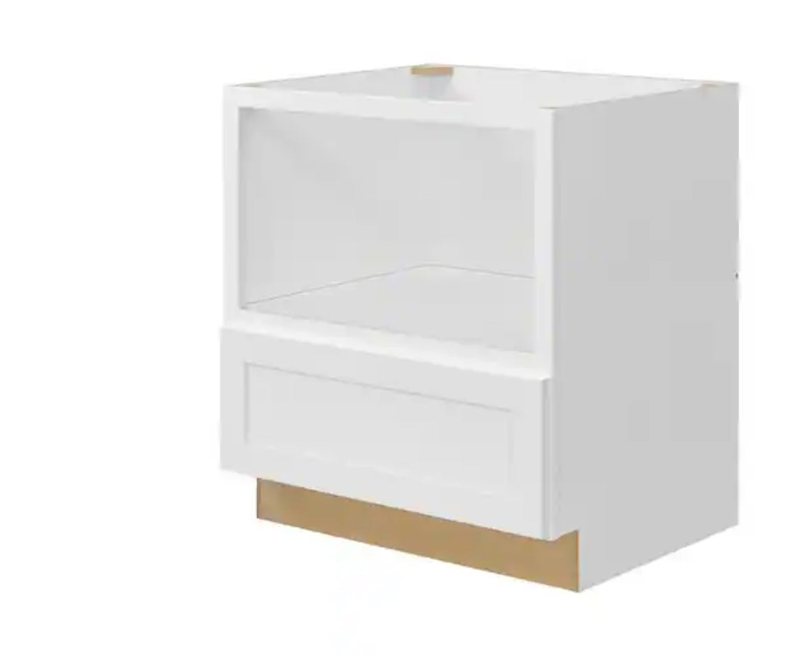 Avondale 30 in. W x 24 in. D x 34.5 in H Ready to Assemble Plywood Shaker Microwave Base Kitchen Cabinet in Alpine White