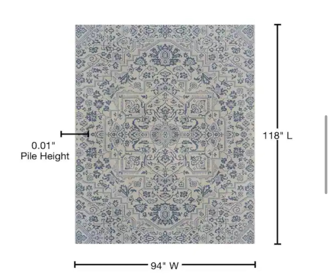 Osprey Blue 8 ft. x 10 ft. Floral Medallion Indoor/Outdoor Area Rug