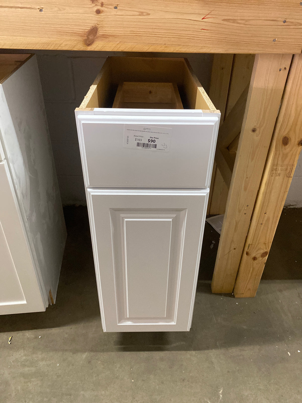 Hampton Satin White Raised Panel Stock Assembled Base Kitchen Cabinet with Drawer Glides (12 in. x 34.5 in. x 24 in.)