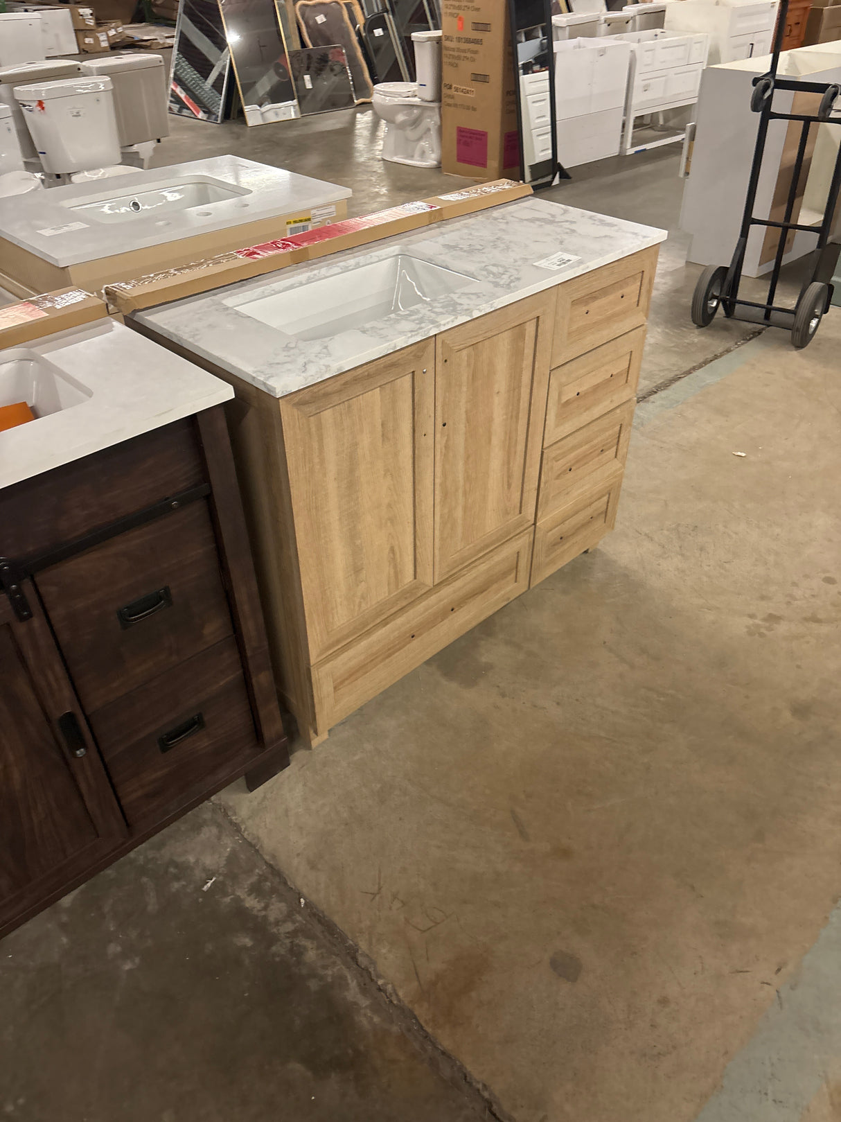 Tobana 42 in. W x 19 in. D x 34.5 in. H Bath Vanity in Weathered Tan with White Cultured Marble Top