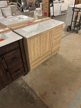 Tobana 42 in. W x 19 in. D x 34.5 in. H Bath Vanity in Weathered Tan with White Cultured Marble Top