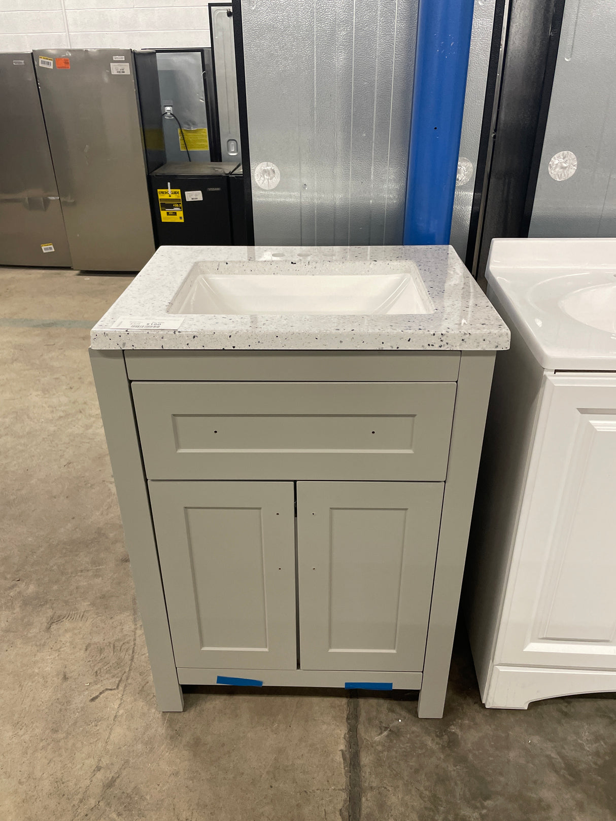 Clady 25 in. W x 19 in. D x 35 in. H Single Sink Freestanding Bath Vanity in Gray with Silver Ash Cultured Marble Top