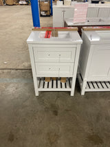 Autumn 24 in. W x 19 in. D x 34 in. H Single Sink Bath Vanity in White with White Engineered Stone Top