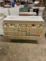 Danby 60 in. Double Sink Platinum Oak Bath Vanity with White Engineered Marble Top (Assembled)