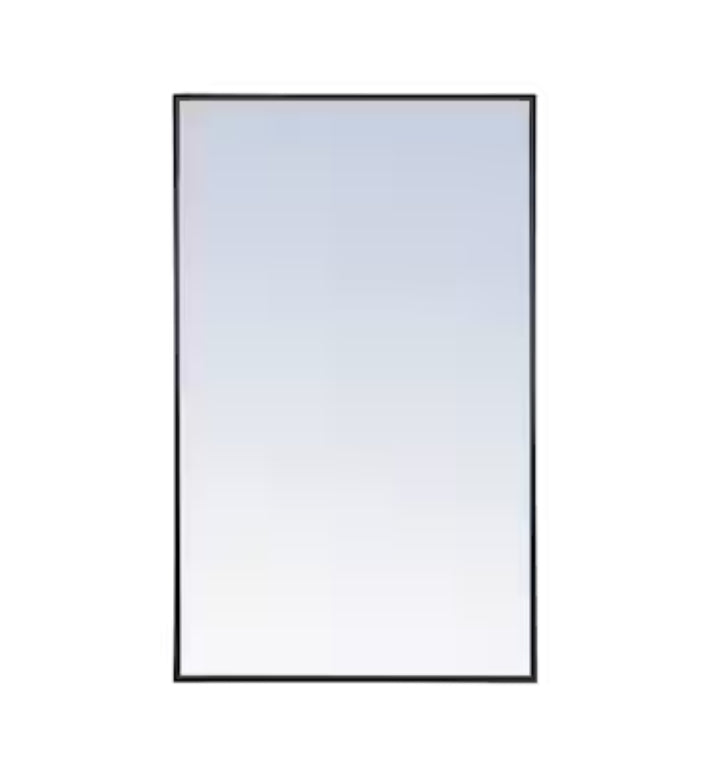 Timeless Home 24 in. W x 40 in. H x Contemporary Metal Framed Rectangle Black Mirror