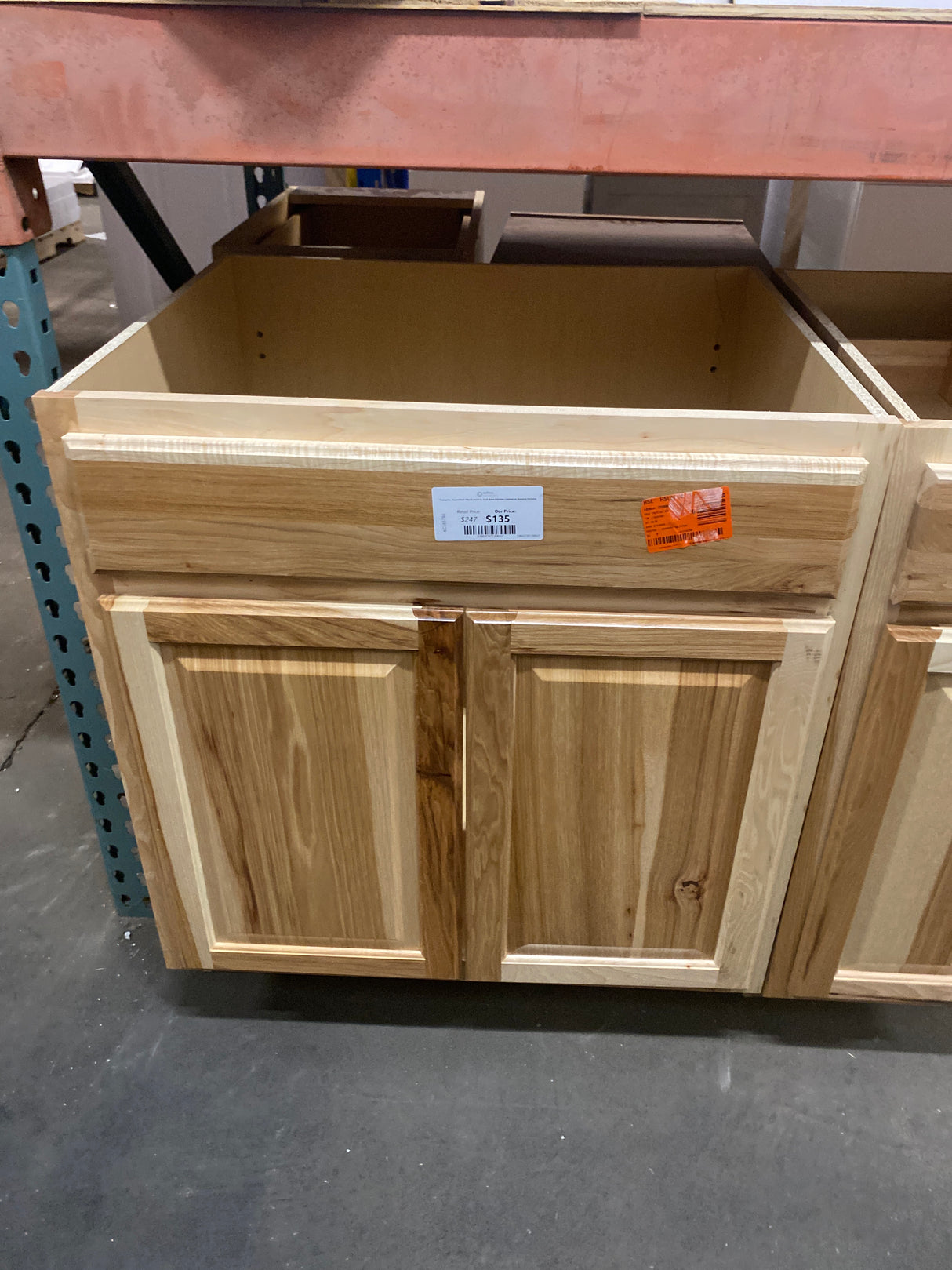 Hampton Assembled 30x34.5x24 in. Sink Base Kitchen Cabinet in Natural Hickory