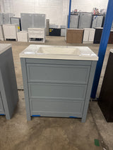 Hailey 31 in. Single Sink Laguna Blue Bath Vanity with White Cultured Marble Top (Assembled)
