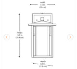 Mauvo Canyon 15.5 in. Black Dusk to Dawn LED Outdoor Wall Light Fixture with Seeded Glass