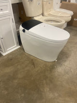 Tankless Elongated Bidet Toilet 1.27 GPF in White with Black Backlid, Auto Flush, Warm Air Dryer, Bubble Infusion Wash