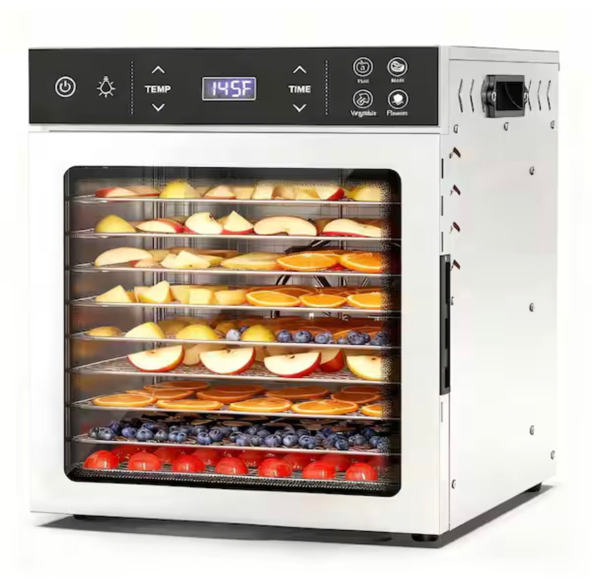10 Trays Stainless Steel Food Dehydrator-Premium Electric Dehydrator with 4 Preset, Adjustable Timer&Temperature Control