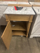 Aberdeen 24 in. W x 20 in. D x 34.5 in. H Bath Vanity in Antique Oak with White Carrara Marble Vanity Top