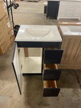 Bannister 25 in. W x 19 in. D x 35 in. H Single Sink Bath Vanity in Deep Blue with White Cultured Marble Top