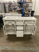 Doveton 60 in. W x 19 in. D x 34.50 in. H Bath Vanity in White with White Cultured Marble Top