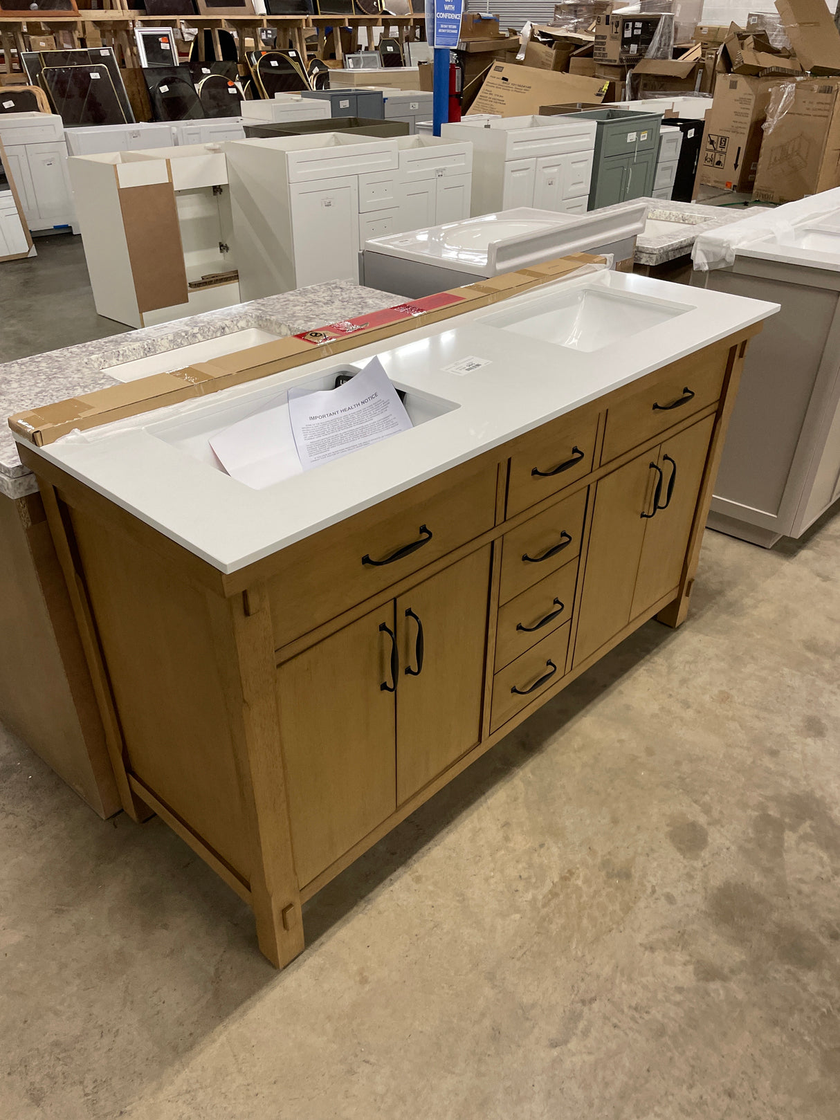 Bellington 60 in. W x 22 in. D x 34.5 in. H Bath Vanity in Almond Toffee with White Engineered Stone Top