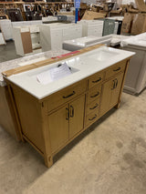 Bellington 60 in. W x 22 in. D x 34.5 in. H Bath Vanity in Almond Toffee with White Engineered Stone Top