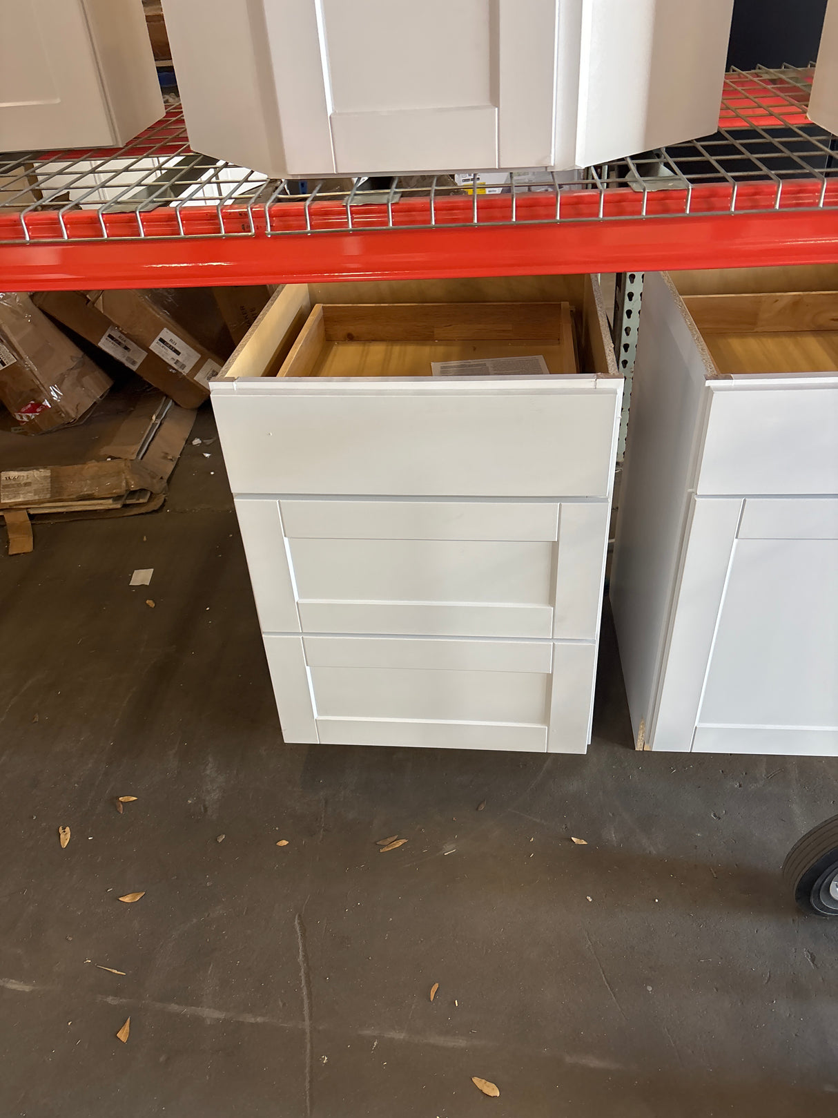 Shaker Satin White Stock Assembled Drawer Base Kitchen Cabinet with Drawer Glides (24 in. x 34.5 in. x 24 in.)