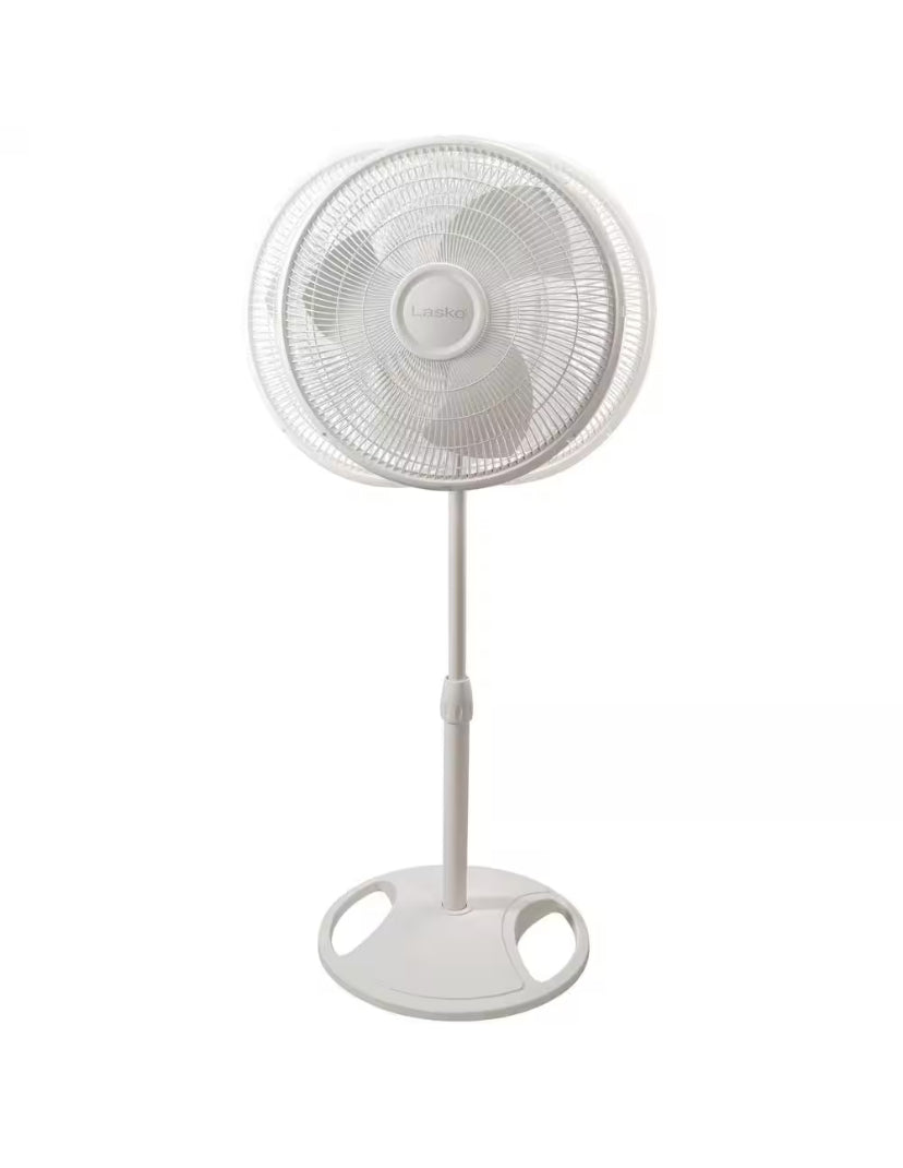 16 in. 3 Speed Oscillating Pedestal Fan for Home in White with Adjustable Height, Tillt Back Head and Easy Assembly