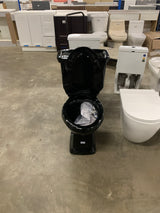 2-piece 1.0 GPF/1.28 GPF High Efficiency Dual Flush Elongated Toilet in Black, Seat Included