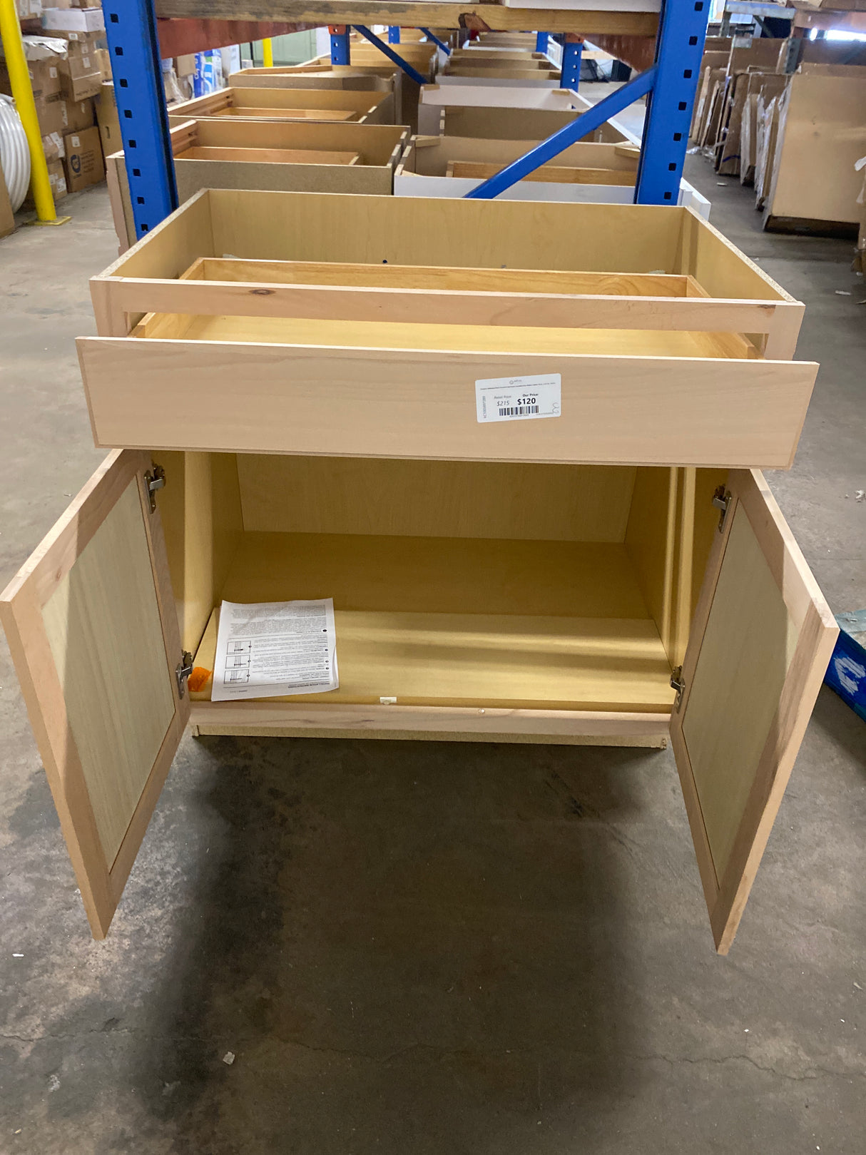Hampton Unfinished Beech Recessed Panel Stock Assembled Base Kitchen Cabinet (36 in. x 34.5 in. x 24 in.)