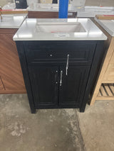 Beaufort 24 in. Single Sink Black Bath Vanity with White Engineered Stone Top (Assembled)