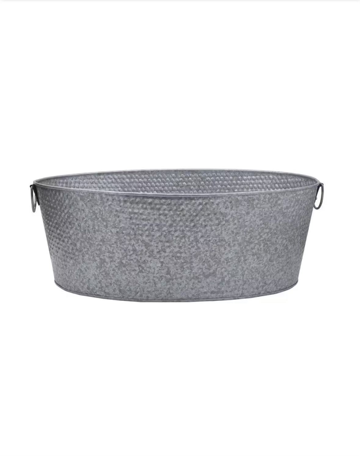25 in. Galvanized Hammered Steel Oval Beverage Tub, Gray