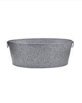 25 in. Galvanized Hammered Steel Oval Beverage Tub, Gray