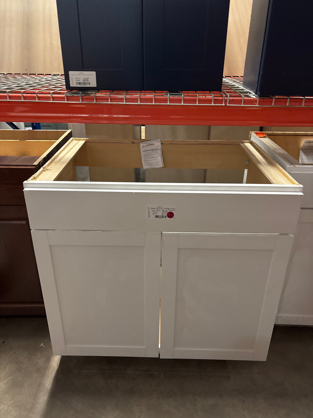 Westfield Feather White Assembled Sink Base Kitchen Cabinet (36 in. W x 23.75 in. D x 35 in. H)