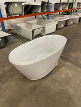 59 in. x 29.5 in. Acrylic Free Standing Bathtub Modern Freestanding Soaking Bathtub with Center Drain in Glossy White