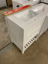 Autumn 24 in. W x 19 in. D x 34 in. H Single Sink Bath Vanity in White with White Engineered Stone Top