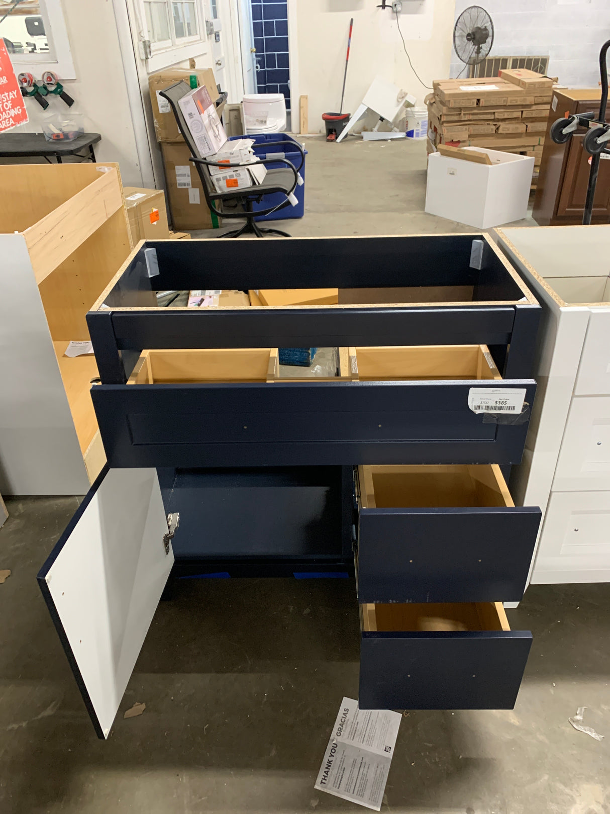 Clady 36.5 in. W x 18.75 in. D Bath Vanity in Deep Blue with Cultured Marble Vanity Top in Silver Ash with White Sink