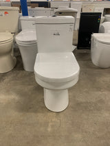 10 in. Rough-In 1-piece 0.8/1.28 GPF Dual Flush Round Toilet in White, Seat Included