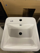 Turner Vitreous China 33 in. Tall Square Free Standing Pedestal Sink with Faucet Hole and Overflow in Crisp White