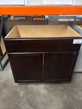 Shaker Java Stock Assembled Sink Base Kitchen Cabinet (36 in. x 34.5 in. x 24 in.)
