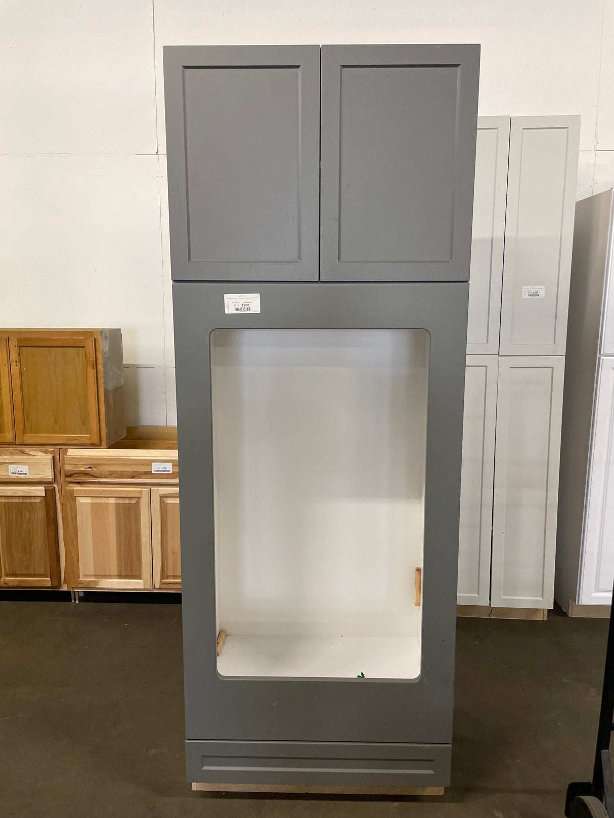 Designer Series Melvern 33 in. W x 24 in. D x 90 in. H Assembled Shaker Double Oven Kitchen Cabinet in Storm Gray