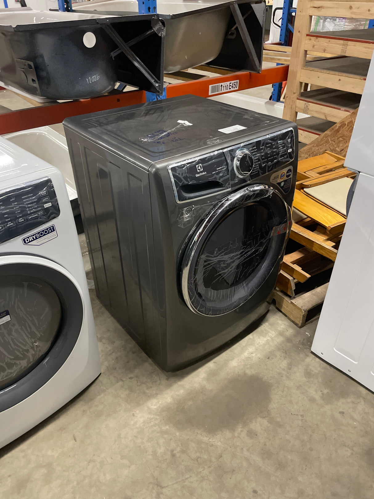 4.5 cu. ft. Stackable Front Load Washer in Titanium with SmartBoost, Optic Whites, and Pure Rinse