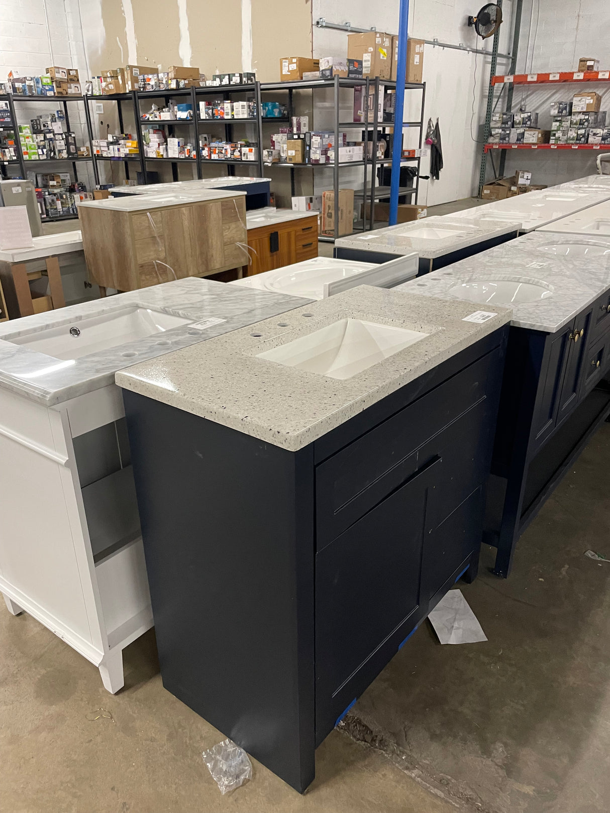 Clady 36.5 in. W x 18.75 in. D Bath Vanity in Deep Blue with Cultured Marble Vanity Top in Silver Ash with White Sink