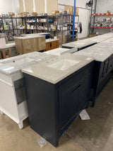 Clady 36.5 in. W x 18.75 in. D Bath Vanity in Deep Blue with Cultured Marble Vanity Top in Silver Ash with White Sink