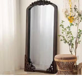 21 in. W x 64 in. H Classic Arch-Top Wood Framed Dark Walnut Full-Length Floor Mirror
