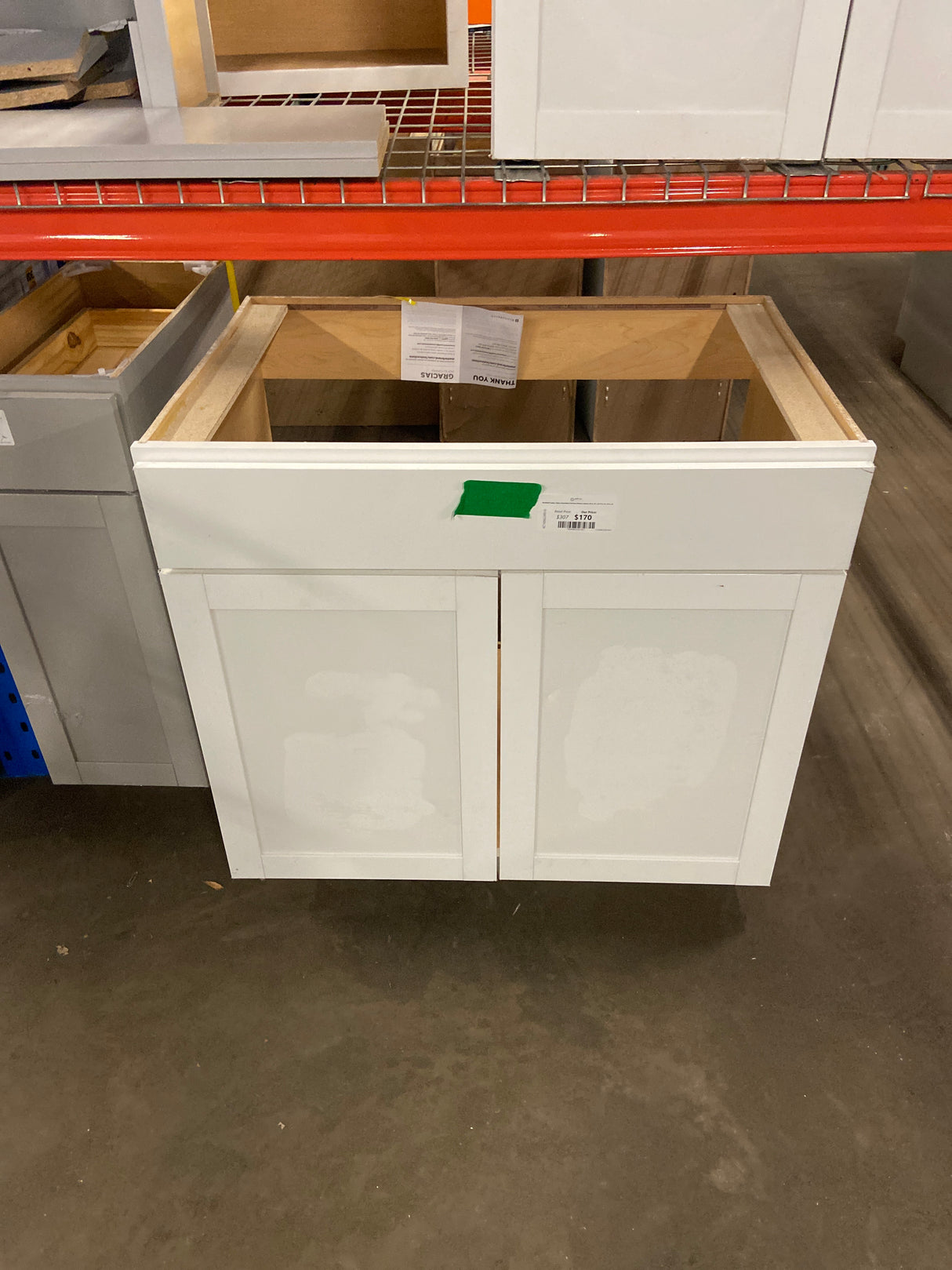 Westfield Feather White Assembled Sink Base Kitchen Cabinet (36 in. W x 23.75 in. D x 35 in. H)