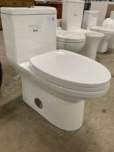 1-piece 0.8 GPF/1.28 GPF High Efficiency Dual Flush Elongated Toilet in. White Soft-Close Seat Included ADA Height