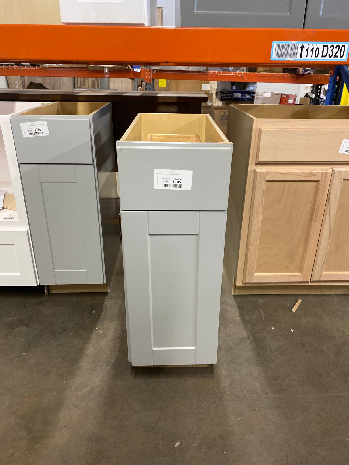 Shaker Dove Gray Stock Assembled Base Kitchen Cabinet with Ball-Bearing Drawer Glides (12 in. x 34.5 in. x 24 in.)