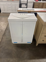 Penlee 25 in. Single Sink White Bath Vanity with White Cultured Marble Top (Assembled)
