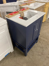 Tupelo 24 in. W x 19 in. D x 34 in. H Single Sink Bath Vanity in Midnight Blue with White Engineered Stone Top